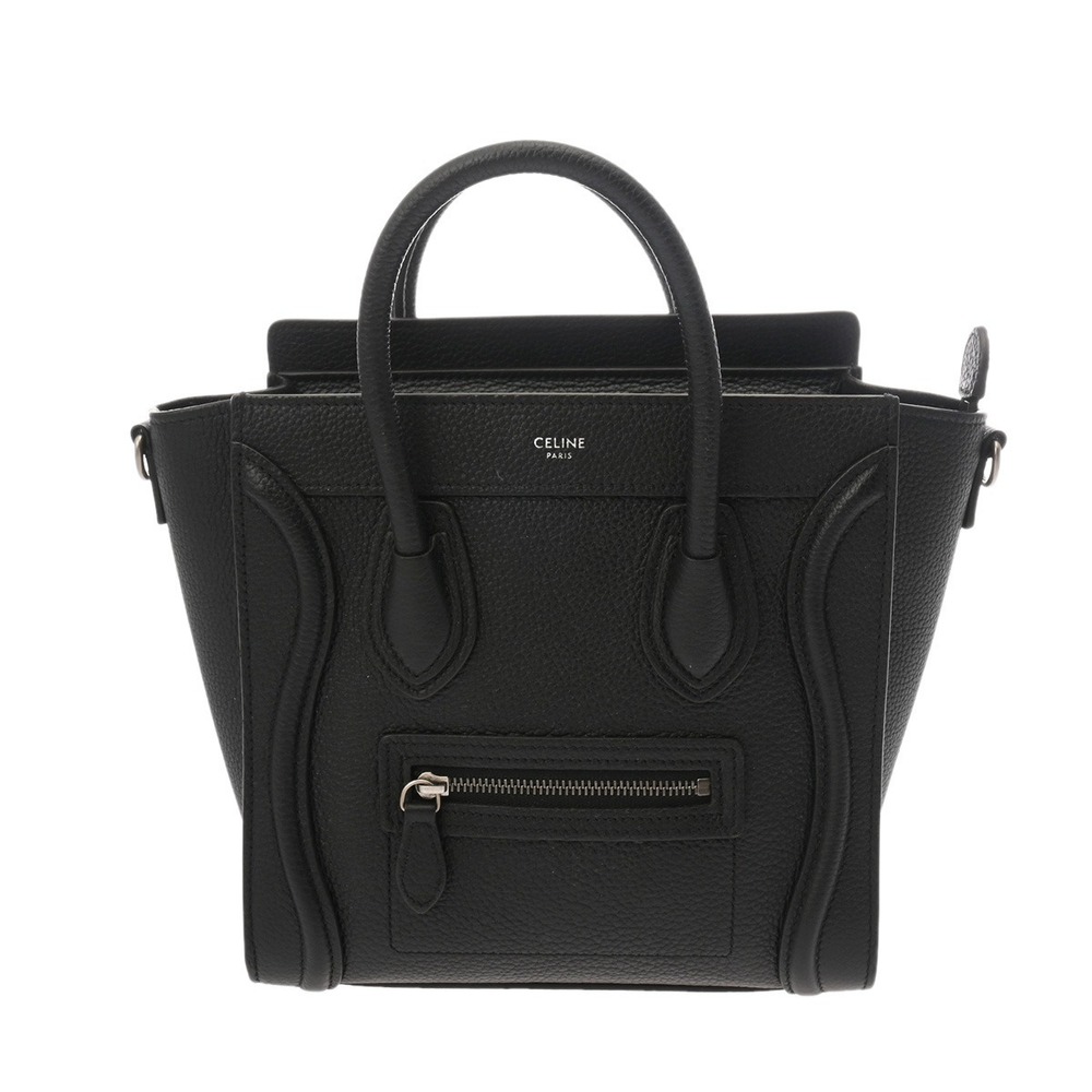 Celine Luggage Black Drummed Calfskin Handbag
